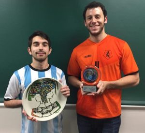 Jack Caporal (left) and Quinn Zemel pictured in 2015 holding trophies